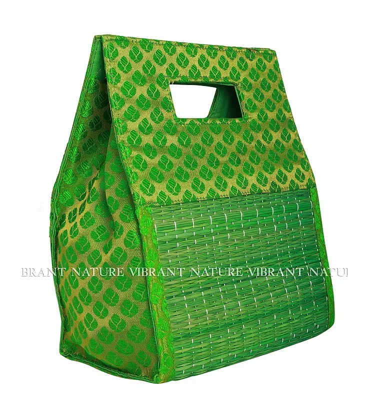 Kora Grass and Banaras Cut Handle Thamboolam Bag