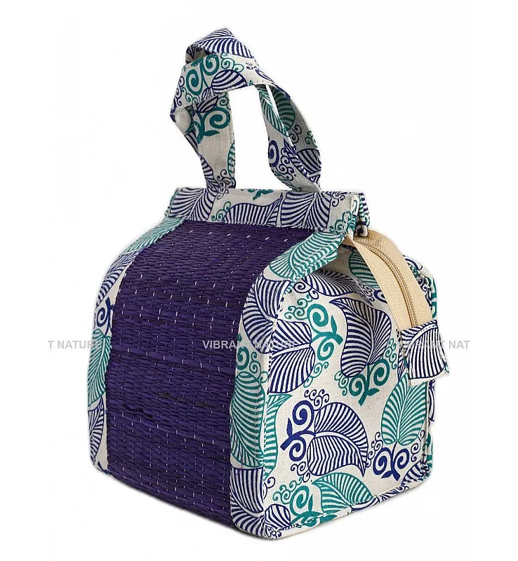 Kora Grass with Printed Fabric  Thamboolam Bag