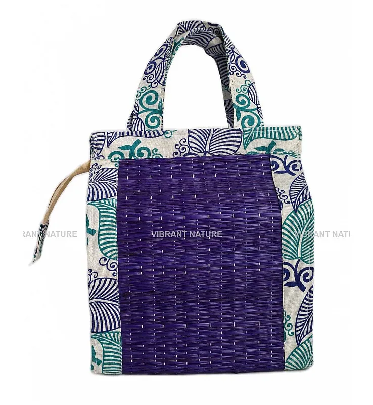 Kora Grass with Printed Fabric  Thamboolam Bag