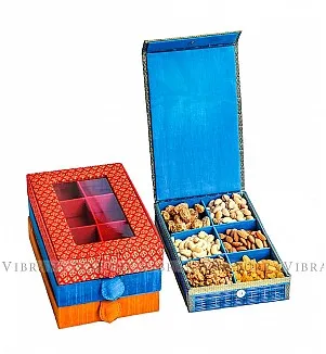 Banaras 6 partition Rectangle See Through Gift Box