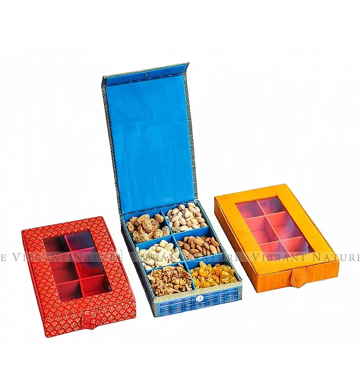 Banaras 6 partition Rectangle See Through Gift Box