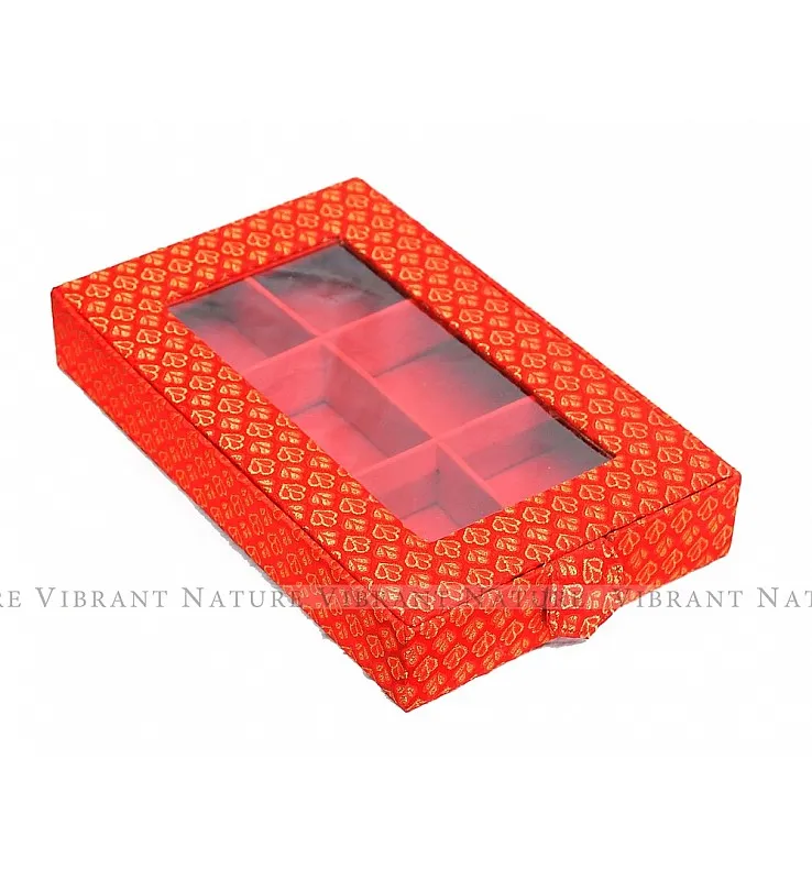 Banaras 6 partition Rectangle See Through Gift Box