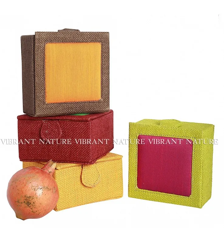 Jute with Silk Cotton Square Magnetic Gift Box