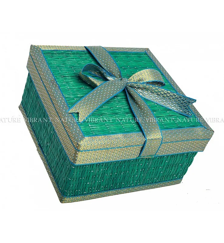 Kora Grass Square Ribbon Box