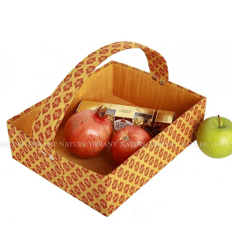 Printed Fabric Square Handle Basket