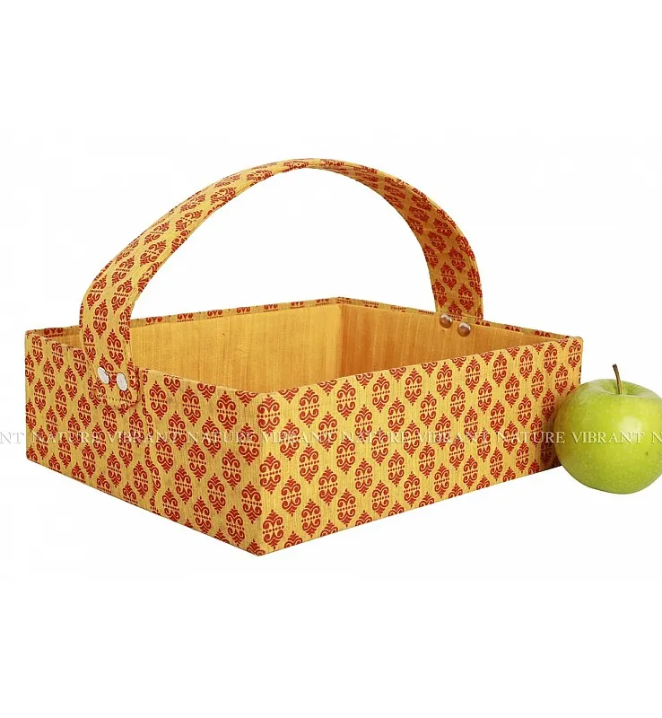 Printed Fabric Square Handle Basket