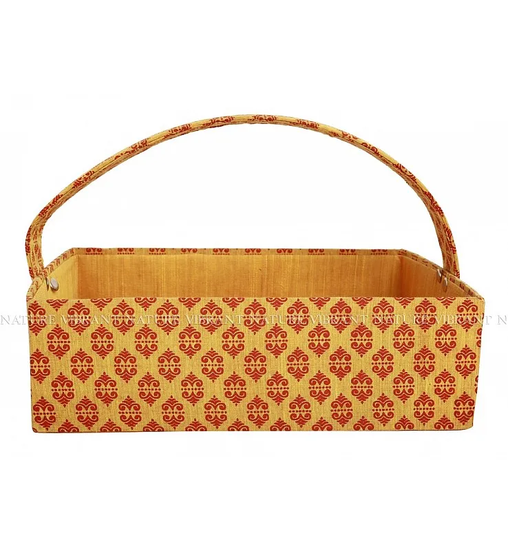 Printed Fabric Square Handle Basket