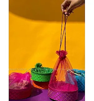 Banaras Colored Round Potli