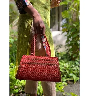 Banaras and Kora Grass Hand bag