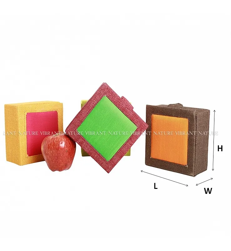 Jute with Silk Cotton Square Magnetic Gift Box