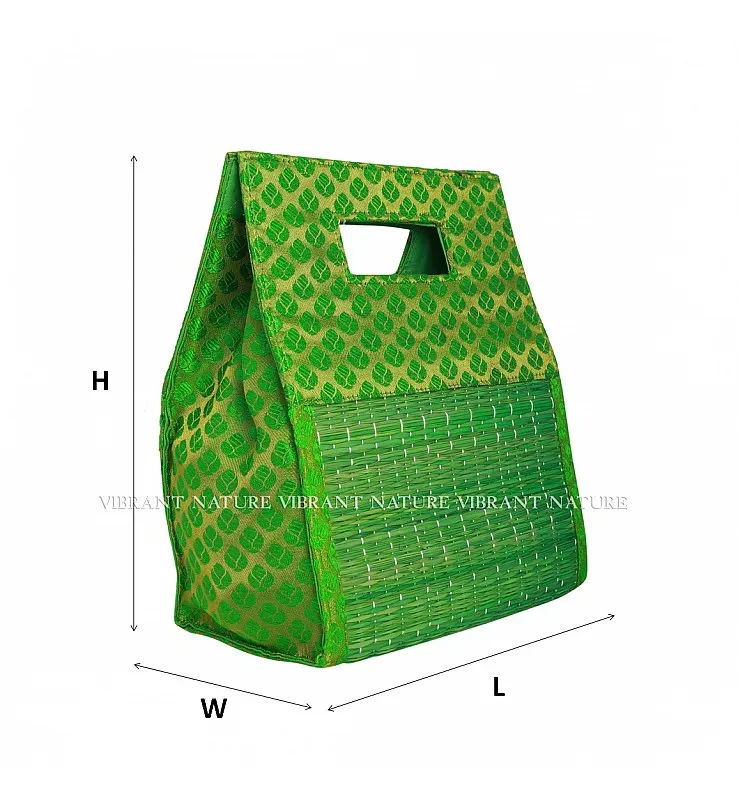 Kora Grass and Banaras Cut Handle Thamboolam Bag