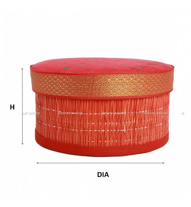Kora Grass and Silk Cotton Design Round Gift Box