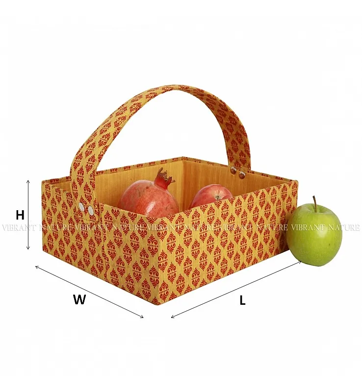 Printed Fabric Square Handle Basket