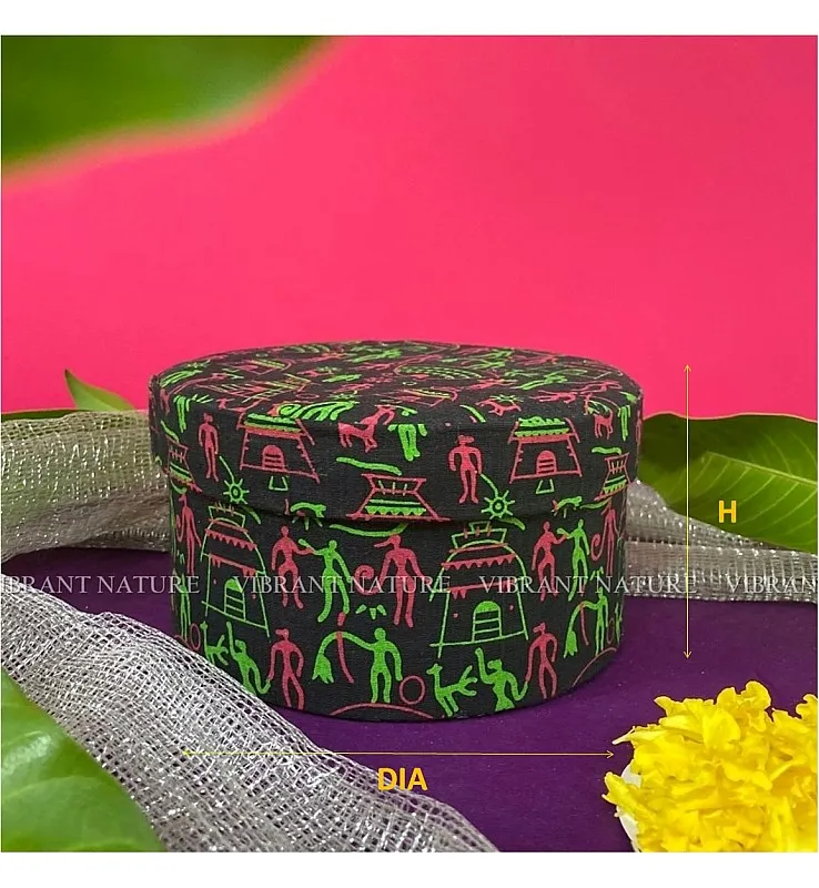 Printed Fabric Round Gift Box