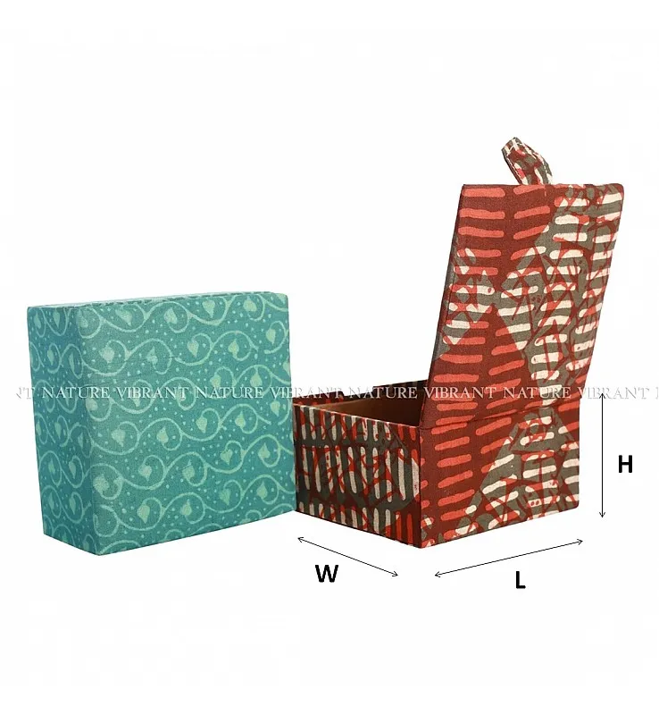 Printed Fabric Square Magnetic Gift Box