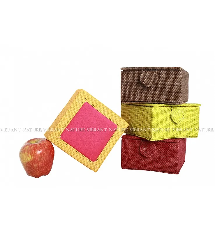 Jute with Silk Cotton Square Magnetic Gift Box