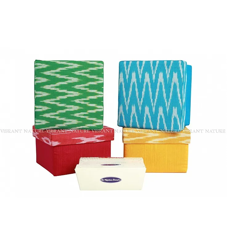 Silk Cotton and Ikath Square Gift Box