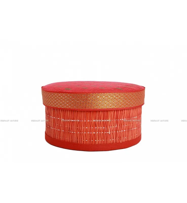 Kora Grass and Silk Cotton Design Round Gift Box