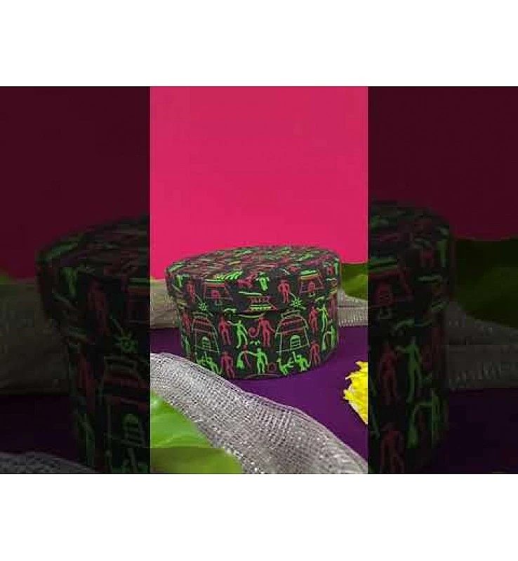 Printed Fabric Round Gift Box